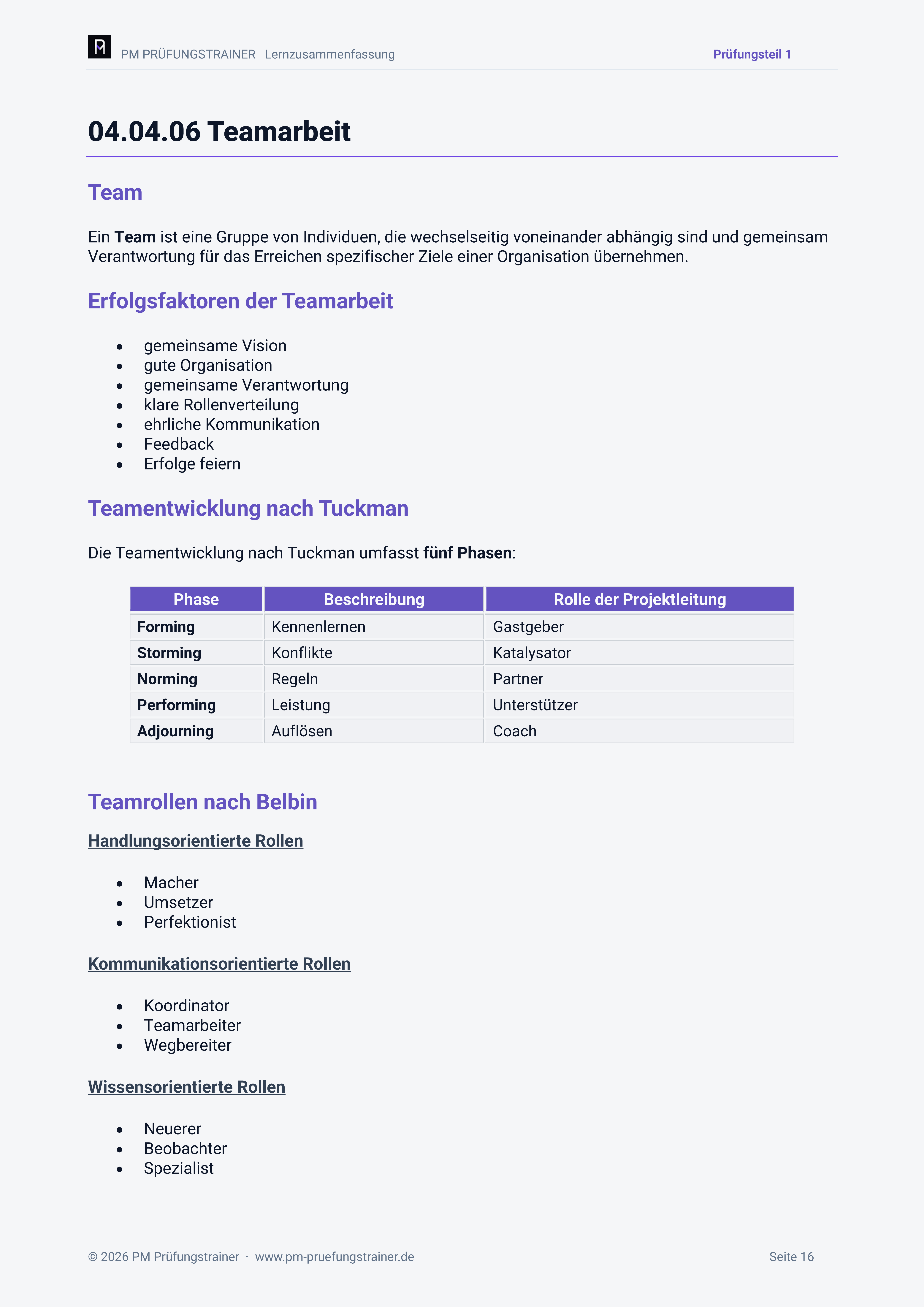 Vorschaubild 1 der Lernzusammenfassung, Teamarbeit